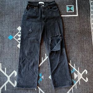 Abercrombie and Fitch High rise curve love 90s straight distressed jeans